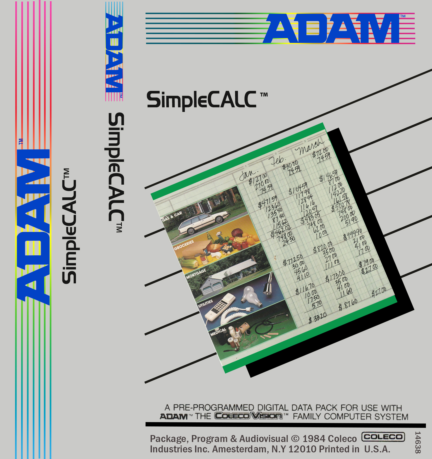 SimpleCALC J-Card for ColecoVision ADAM
